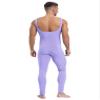 FEESHOW Mens Spandex Bodysuit Long Sleeve Unitard Dance Leotard Bodysuit for Sports Costume Lavender X-Large view 2