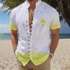 ZYXTIM Men's Casual Shirts Short Sleeve Button Down Shirts Fashion Textured Summer Beach Shirt(Yellow,Medium) view 2