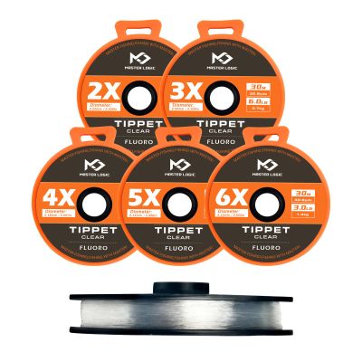MASTER LOGIC Fly Fishing Fluorocarbon Tippet Leaders Line with Silicone Tenders 32 Yard, 2X-6X Tippets Clear