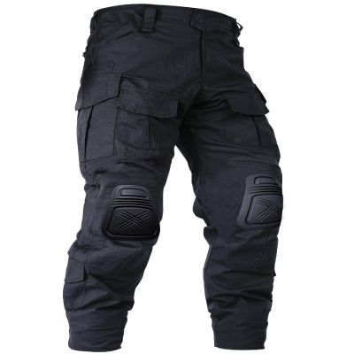 OCANXUE Tactical Pants for Men G3 Combat Pants with Knee Pads Waterproof Camo Cargo Pants for Airsoft Paintball No Belt Black 38