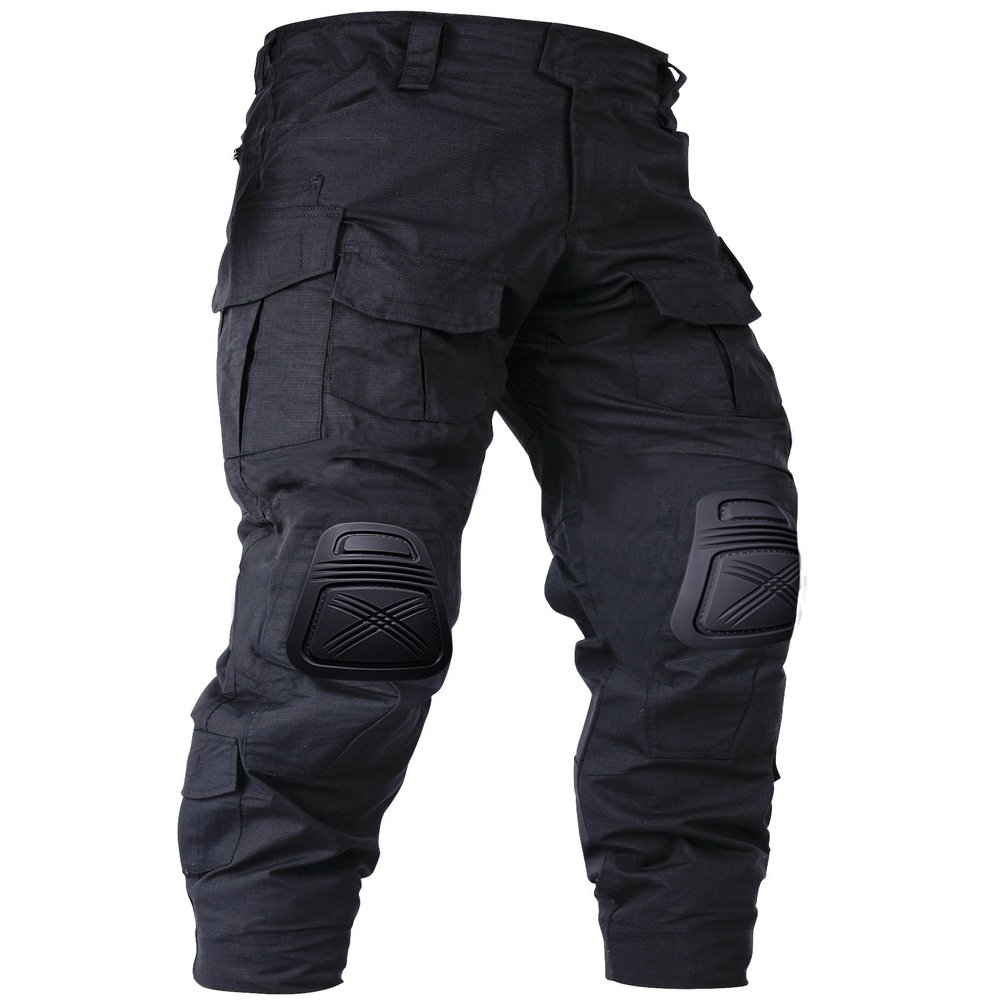 OCANXUE Tactical Pants for Men G3 Combat Pants with Knee Pads Waterproof Camo Cargo Pants for Airsoft Paintball No Belt Black 38