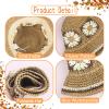 Crochet Straw Sun Hats for Women, Wide Brim Beach Floral Fisherman Hat Casual Woven Raffia Foldable Cap for Summer Holiday (Khaki) view 2
