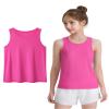 Auranso Girls Tank Tops Racerback Sleeveless UPF 50+ Quick Dry Kids Athletic Shirts Sports Dance Workout Tops Rose Red 9-10 Years view 1