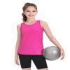 Auranso Girls Tank Tops Racerback Sleeveless UPF 50+ Quick Dry Kids Athletic Shirts Sports Dance Workout Tops Rose Red 9-10 Years view 2