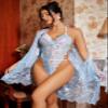 Avidlove sheer lingerie cover up Women's Lace Kimono Robe Teddy Deep V Sexy Lace Bodysuit view 3