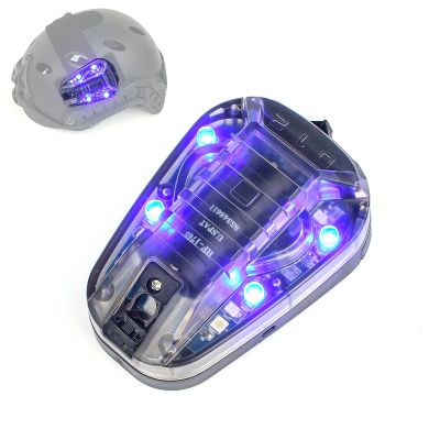 QIRUIMY Tactical Helmet IR Strobe Light, Identification Light with Optional 4 Modes, Survival Signal for Outdoor Sports (Black Base-Blue)