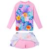 Girl's Two-Piece Long Sleeve Swimsuits UPF50+ Rash Guard Kids Bathing Suit S379_PinkFlower_12A view 1