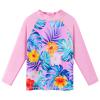 Girl's Two-Piece Long Sleeve Swimsuits UPF50+ Rash Guard Kids Bathing Suit S379_PinkFlower_12A view 2