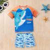 NineFit Basics Toddler Boys Two Swimsuits Short Sleeve Print Top Shorts Set Swimwear Children's Swimsuit Two (B, 18-24 Months) view 3