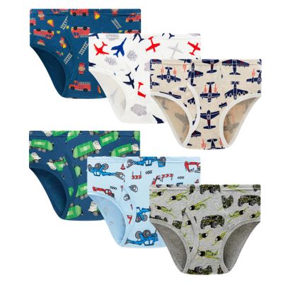 Winging Day 6 Packs Big Boys' Cotton Cars Trucks Print Brief Underwear Size 10