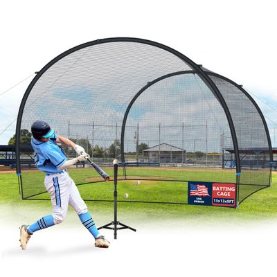 SHANTRA Batting Cage with Frame and Net, 13ft & 22ft Baseball Batting Cage for Backyard, Baseball & Softball Hitting Cage Netting for Outdoor Hitting & Pitching Practice,13139ft