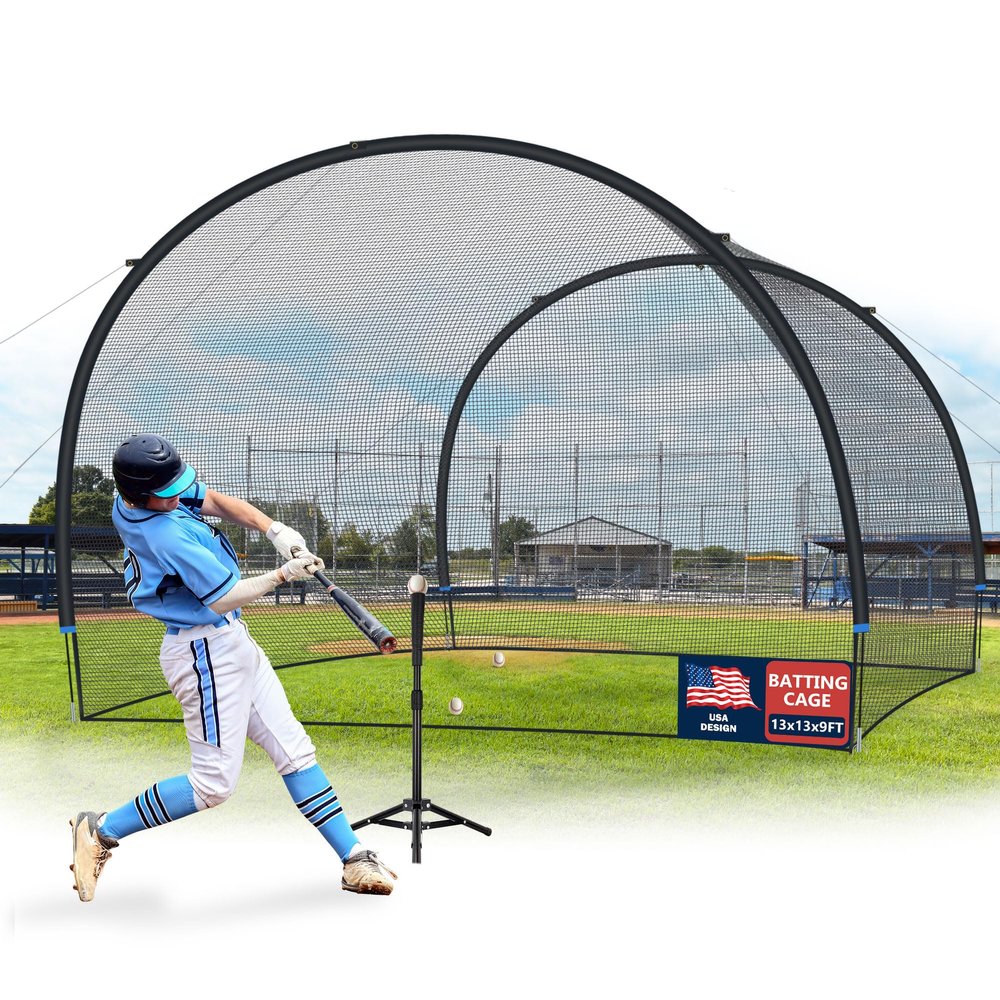 SHANTRA Batting Cage with Frame and Net, 13ft & 22ft Baseball Batting Cage for Backyard, Baseball & Softball Hitting Cage Netting for Outdoor Hitting & Pitching Practice,13139ft