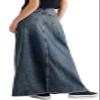 chouyatou Women's Vintage A-Line Frayed Maxi Denim Skirt Distressed High Waist Long Jean Skirt (XX-Large, Blue) view 2