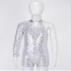 JEATHA Kids Girls Gymnastics Outfits Cheer Uniform Sequins Single Long Sleeve Ballet Dance Leotards with Hair Tie Silver 14 Years view 3