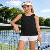 Auranso Girls Tank Tops Racerback Sleeveless UPF 50+ Quick Dry Kids Athletic Shirts Sports Dance Workout Tops Black 9-10 Years view 3