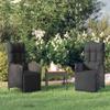 MNISDFL Outdoor Furniture Outdoor Chairs Front Porch Decor Patio Reclining Chairs with Cushions 2 pcs Poly Rattan Black view 1
