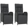 MNISDFL Outdoor Furniture Outdoor Chairs Front Porch Decor Patio Reclining Chairs with Cushions 2 pcs Poly Rattan Black view 3