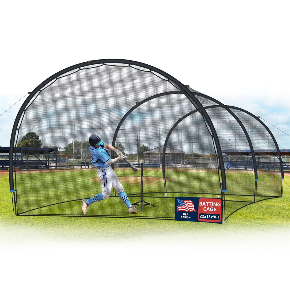 SHANTRA Batting Cage with Frame and Net, 13ft & 22ft Baseball Batting Cage for Backyard, Baseball & Softball Hitting Cage Netting for Outdoor Hitting & Pitching Practice,22139ft