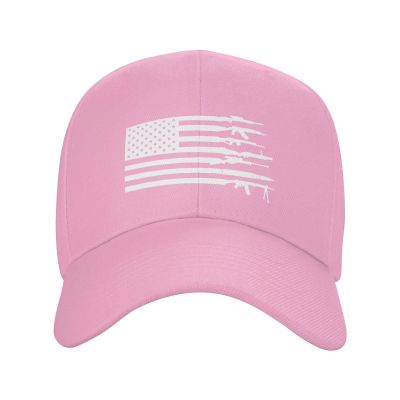 Guns American Flag Hat Pink Fashion Baseball Cap Unisex Sunhat Adjustable Snapback Trucker Hat Golf Headwear