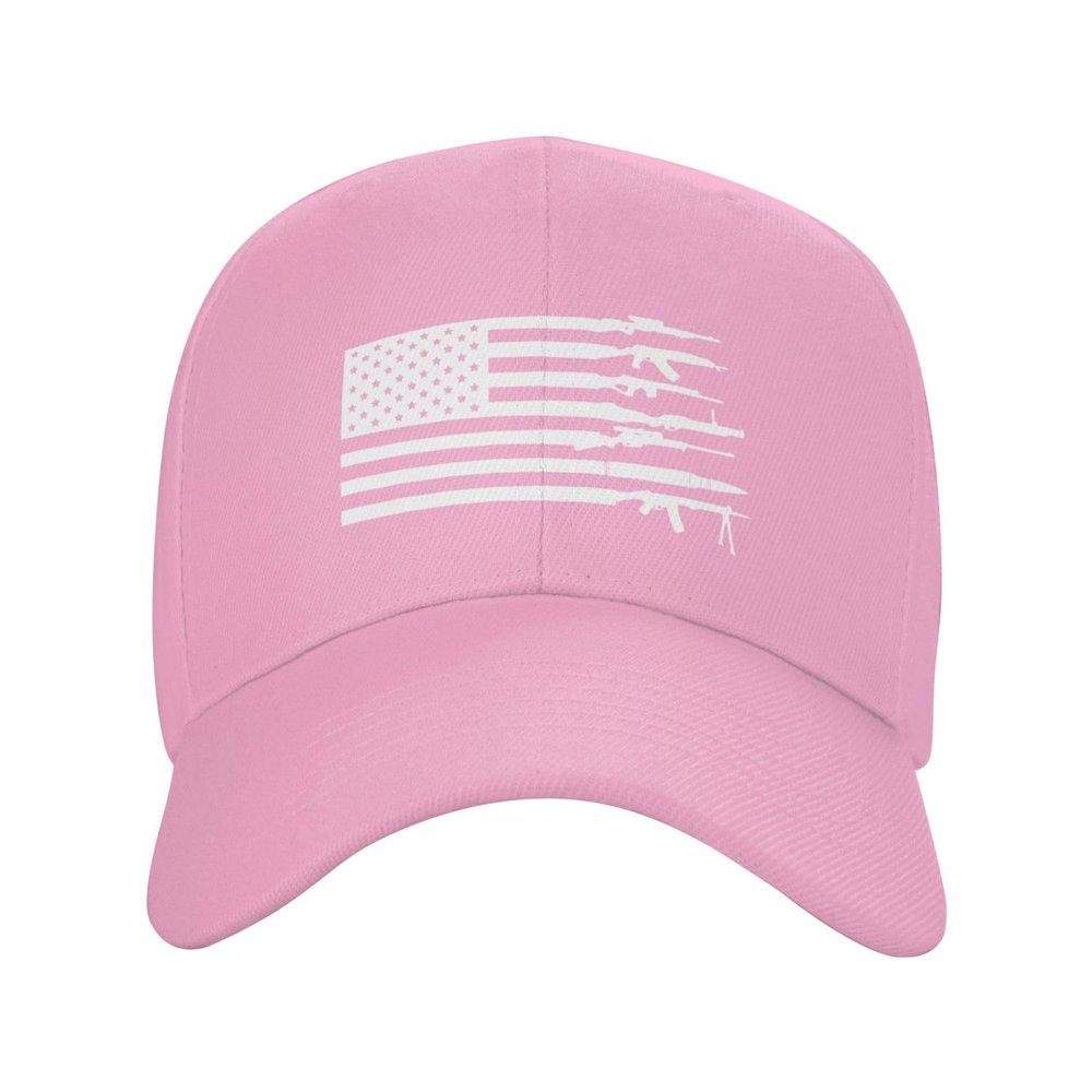Guns American Flag Hat Pink Fashion Baseball Cap Unisex Sunhat Adjustable Snapback Trucker Hat Golf Headwear