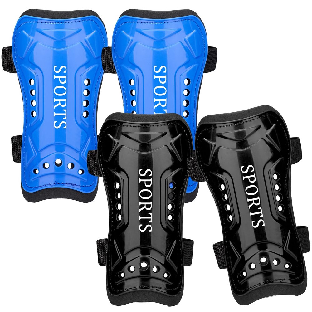 2 Pairs Soccer Shin Guards for Toddler Kids Youth, Soccer Shin Pads with Adjustable Double Strap for 3-14 Years Old Boys Girls Child Teens