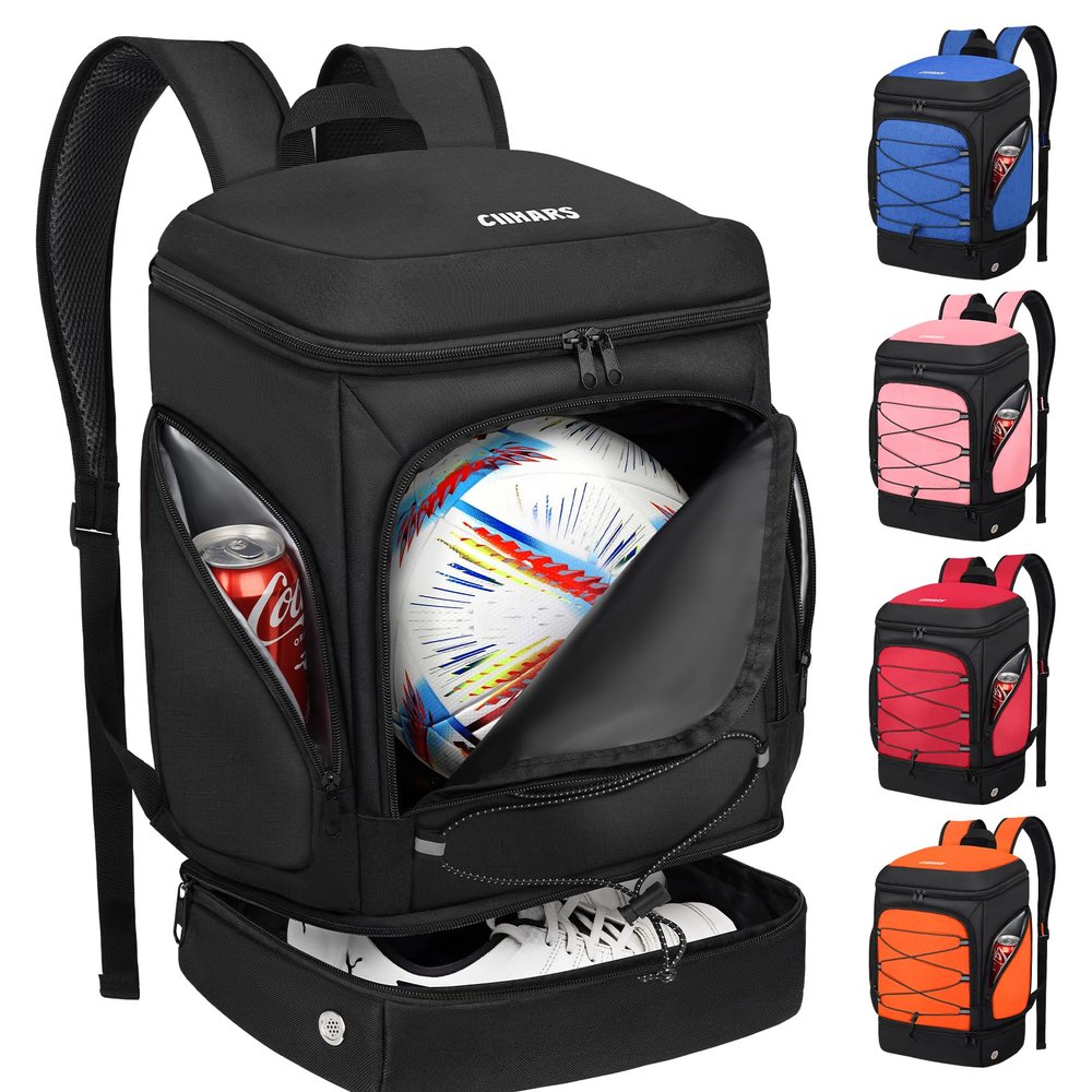 Ciihars Soccer Bag - Soccer Backpack with Ball Holder,Sport Equipment Bags gifts for soccer stuff Water resistant Includes Separate Cleat Fit Basketball Volleyball Football