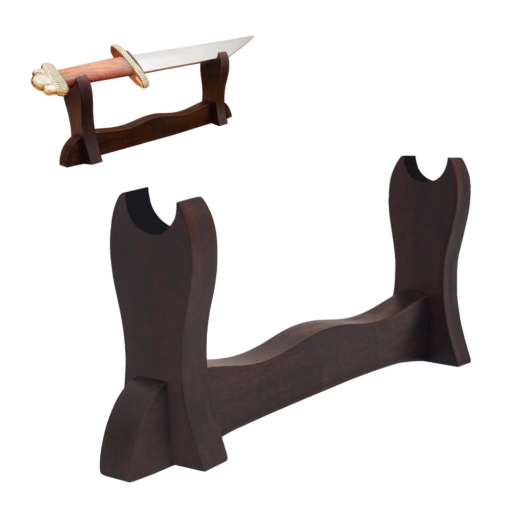 Lord of Battles Medieval Solid Wood Single Tier Sword Display Stand / Sword Holder / Gladiator Sword Display / Katana Sword Holder | Handcrafted from Genuine Teak Wood (Single Tier)