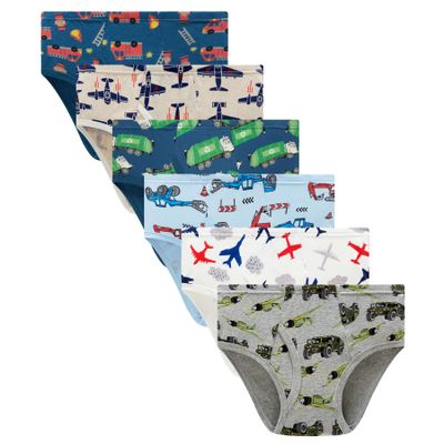 Family Feeling 6 Packs Little Boys' Cotton Cars Trucks Print Brief Underwear Size 5