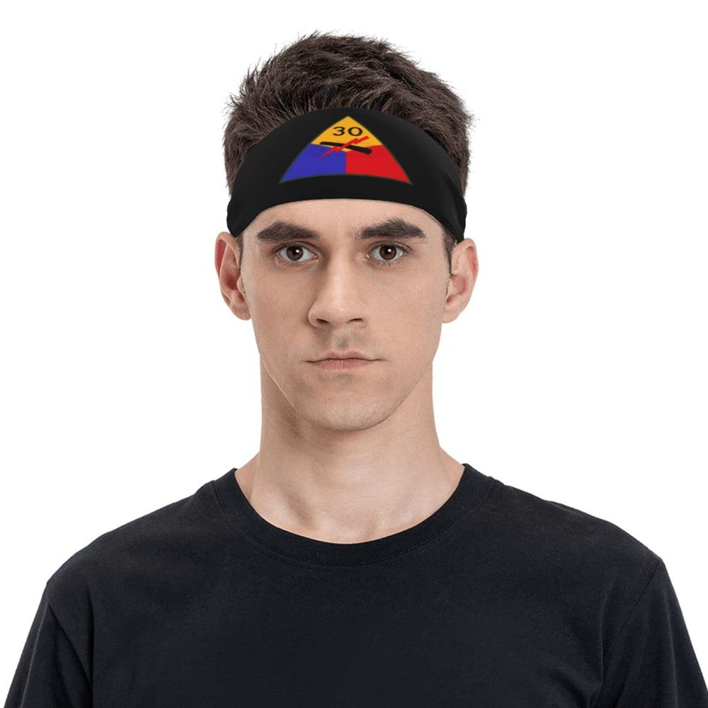 30th Us Armored Division SSI Headbands for Men Women Wicking Sports Sweatband for Running Basketball Yoga Hairbands