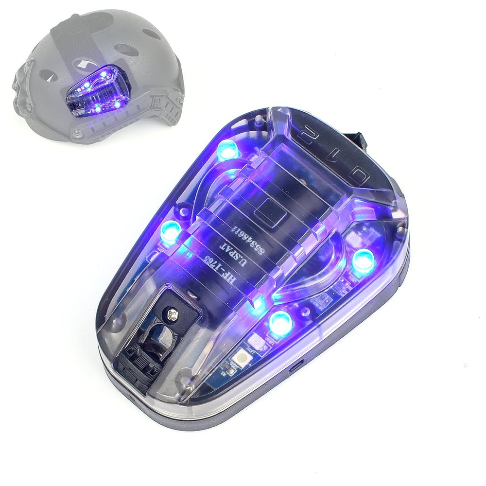 QIRUIMY Tactical Helmet IR Strobe Light, Identification Light with Optional 4 Modes, Survival Signal for Outdoor Sports (Brown Base-Blue)