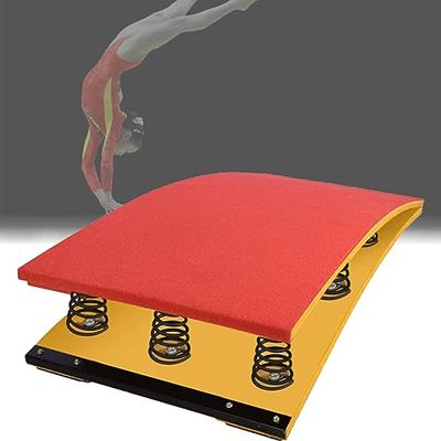 Heavy Duty Curved Springboard, Gymnastics Assistance Springboard for School, Track and Fielfd (Red 9 Spring/120cm/47.24in)