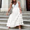 Flygo Women's Long Maxi Tulle Skirts A Line Ruffle High Waisted Tiered Layered Mesh Tutu Skirt Petticoat(White-M) view 3
