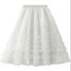 Flygo Women's Long Maxi Tulle Skirts A Line Ruffle High Waisted Tiered Layered Mesh Tutu Skirt Petticoat(White-M) view 4