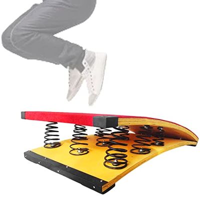Aldults Big Kids Teens Somersault, Wood Curved Heavy Duty Elastic Board - 9 Springs & Padded Carpet, School, Track and Field (120X60Cm/47X23.6In)