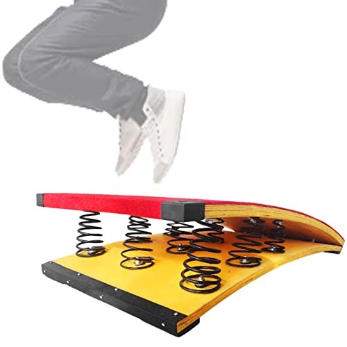 Aldults Big Kids Teens Somersault, Wood Curved Heavy Duty Elastic Board - 9 Springs & Padded Carpet, School, Track and Field (120X60Cm/47X23.6In)