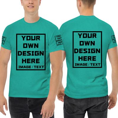 Custom T Shirts for Men/Women Add Your Text/Image Shirt Personalized Cotton Tee Printed Photo Front/Back Emerald Green M