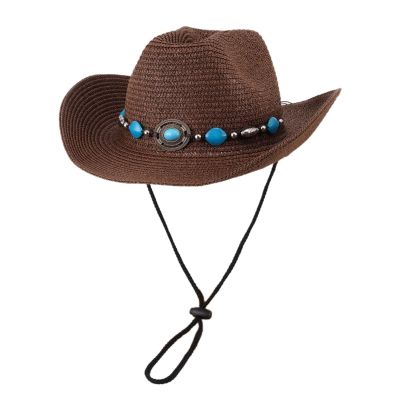 1pcs Oval Decorative Hats For Men And Women, Summer Travel Sun Protection Straw Hats, Curved Brim Jazz Hats (Color : Brown, Size : 57)