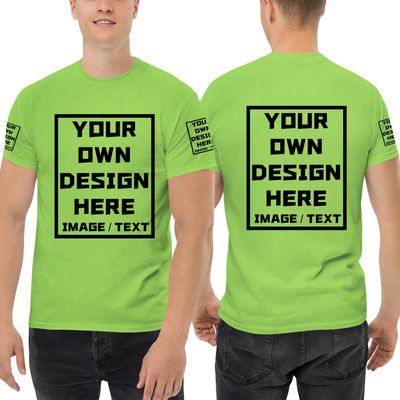 Custom T Shirts for Men/Women Add Your Text/Image Shirt Personalized Cotton Tee Printed Photo Front/Back Light Green S