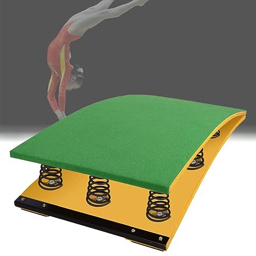 Heavy Duty Pro Curved Spring Board, Gymnastics Assistance Springboard for School, Track and Fielfd (Green 9 Springs/120Cm/47.24In)