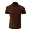Gsywaipei Men's High Neck Short Sleeves Basic Casual Turtleneck Male T-Shirt Mock-Neck Slim Muscle Pullover Shirts (Small,Coffee Color) view 1