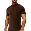 Gsywaipei Men's High Neck Short Sleeves Basic Casual Turtleneck Male T-Shirt Mock-Neck Slim Muscle Pullover Shirts (Small,Coffee Color) view 2