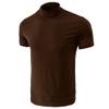 Gsywaipei Men's High Neck Short Sleeves Basic Casual Turtleneck Male T-Shirt Mock-Neck Slim Muscle Pullover Shirts (Small,Coffee Color) view 3