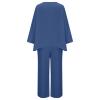 Womens Cotton Linen 2 Piece Outfits Set Loose Long Sleeve Shirts and Wide Leg Pants Suit with Pockets with Pockets view 4