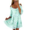 Women Summer Boho Lace Floral Cold Shoulder Midi Dress Spaghetti Strap Half Sleeve Casual Plus Size Flowy Beach Tunic Sun Dress view 1