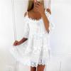 Women Summer Boho Lace Floral Cold Shoulder Midi Dress Spaghetti Strap Half Sleeve Casual Plus Size Flowy Beach Tunic Sun Dress view 2