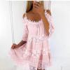 Women Summer Boho Lace Floral Cold Shoulder Midi Dress Spaghetti Strap Half Sleeve Casual Plus Size Flowy Beach Tunic Sun Dress view 2