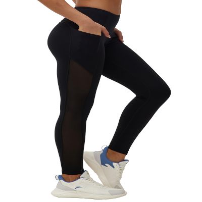 ONGASOFT High Waisted Yoga Pants for Women Running Workout Mesh Leggings Side Pockets Squat Proof Tummy Control