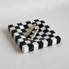 StonePlus Marble Stone Black and White Checkerboard Square Small Splicing Mosaic Tray Jewelry Dish (Black and White) view 4
