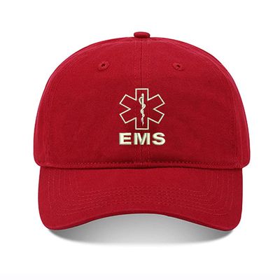 Baseball Hats Mens Women EMS 2 Embroidered Unisex Classic Adjustable Outdoor Dad Cap for Men (Red,7 1/2)