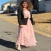Flygo Women's Long Maxi Tulle Skirts A Line Ruffle High Waisted Tiered Layered Mesh Tutu Skirt Petticoat(Pink-M) view 3